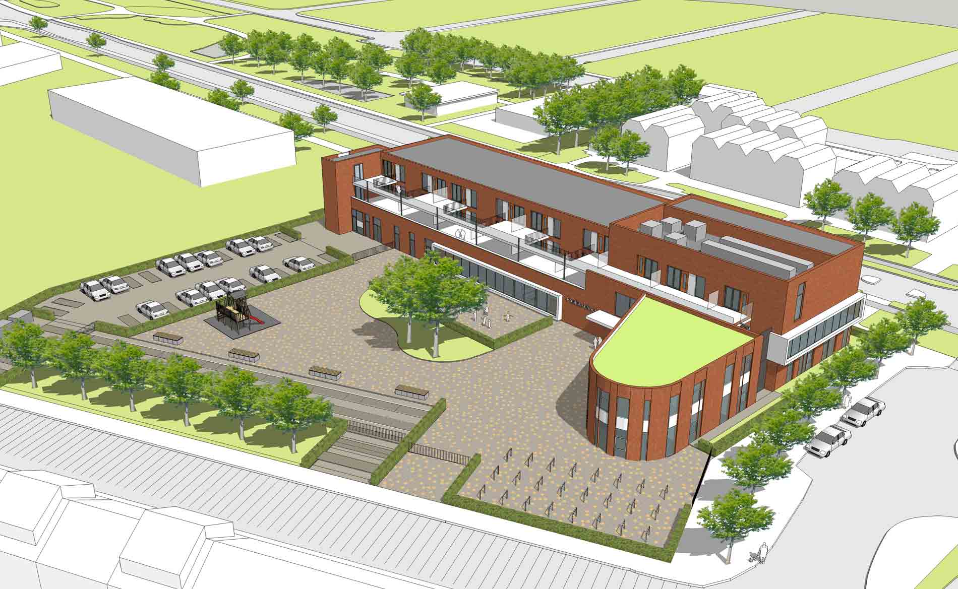 brede school architect BREEAM peuterspeelzaal bso appartementen Paulusschool Castricum BBHD architecten