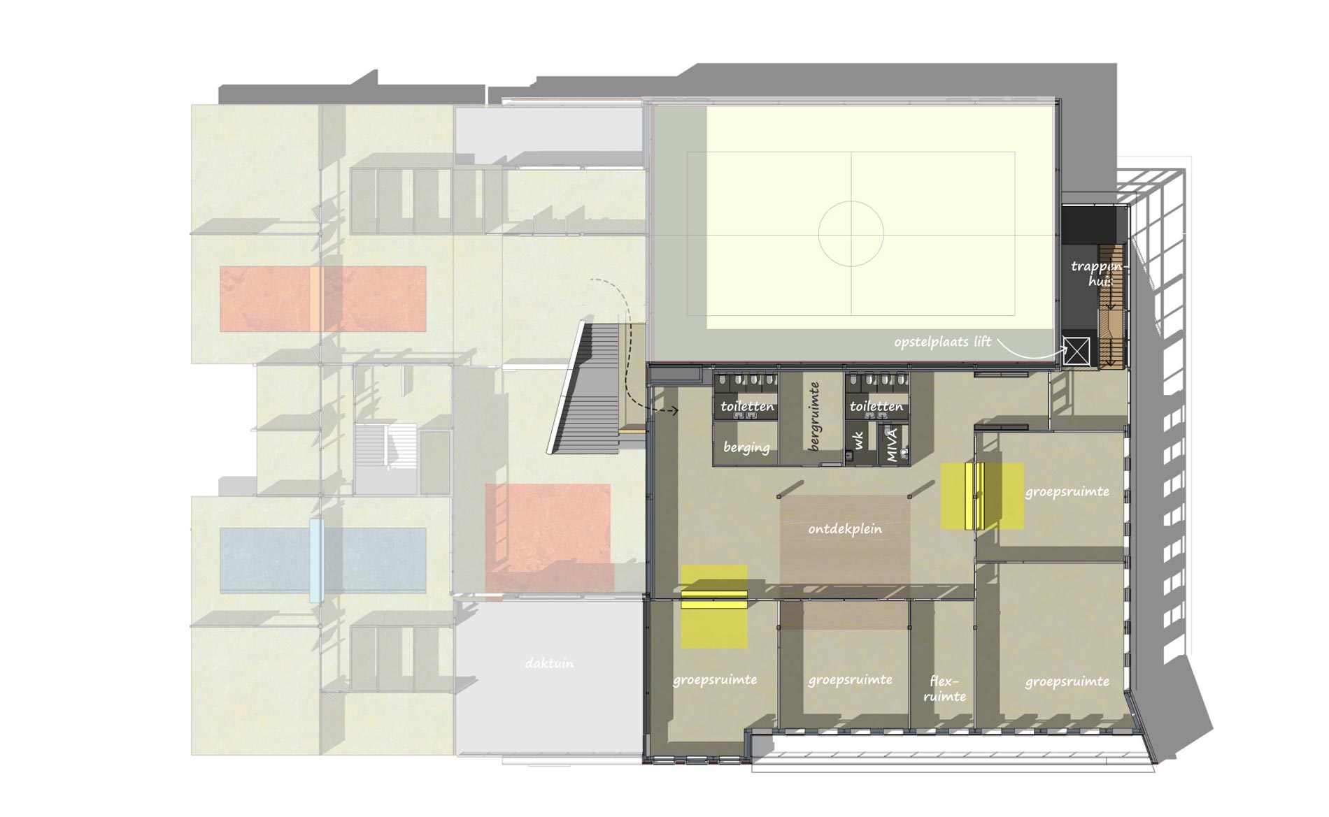 architect school basisschool Panta Rhei Zeewolde BBHD architecten Brede school uitbreiding interieur