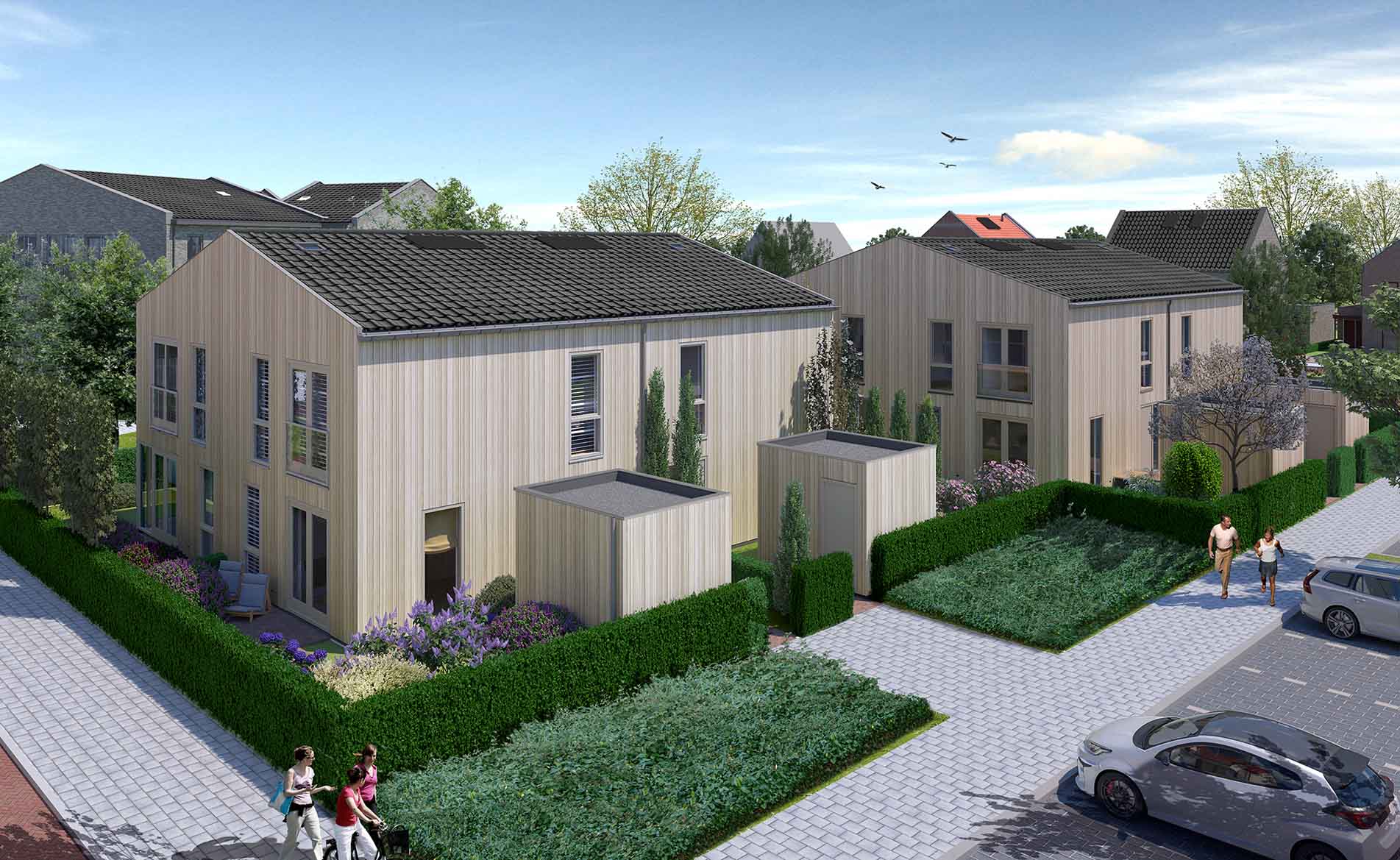 architectuur Landsheer Warmenhuizen woningbouw nieuwbouwwijk woningen houten gevels BBHD architecten