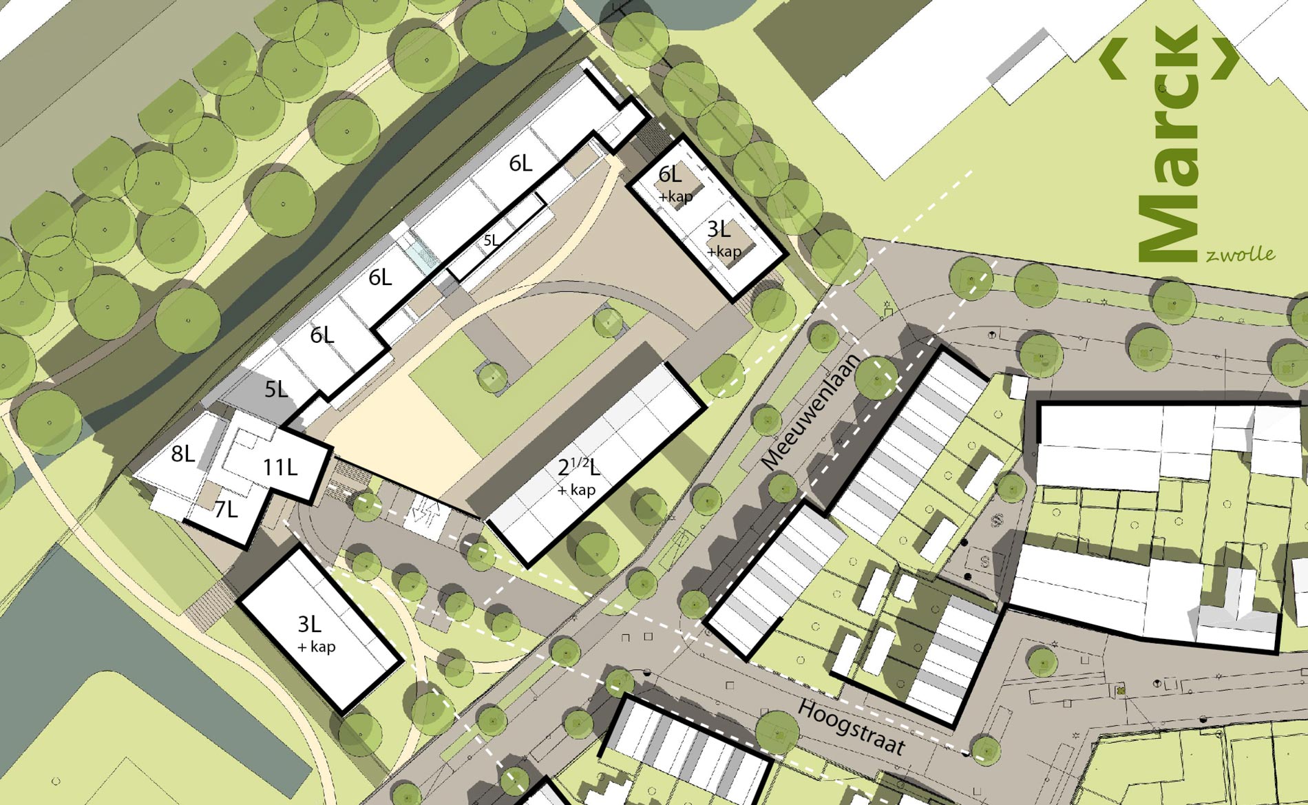 haalbaarheidsstudie stedenbouwkundig ontwikkelplan woningbouw Meeuwenlaan Zwolle Marck BBHD architecten